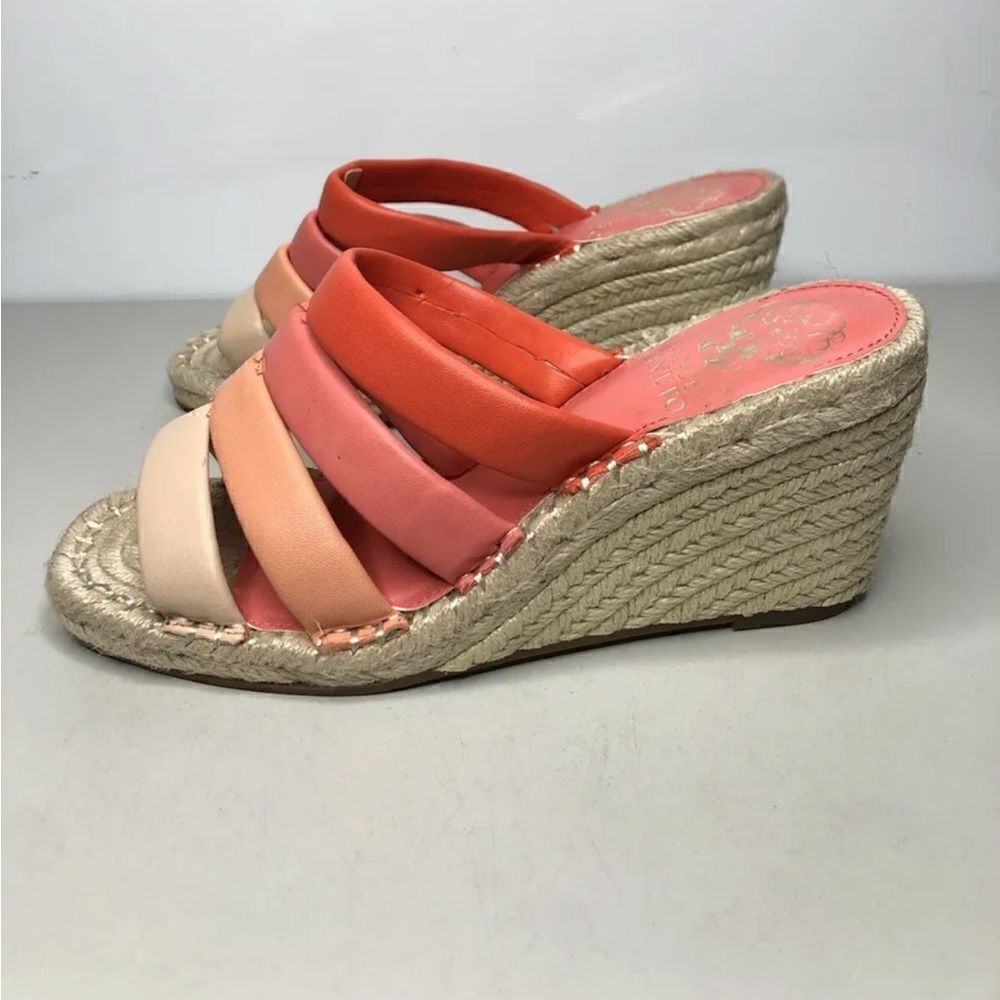 Vince Camuto Molisana Gradient Ombre Pink Leather Espadrilles Sandals Women 6M